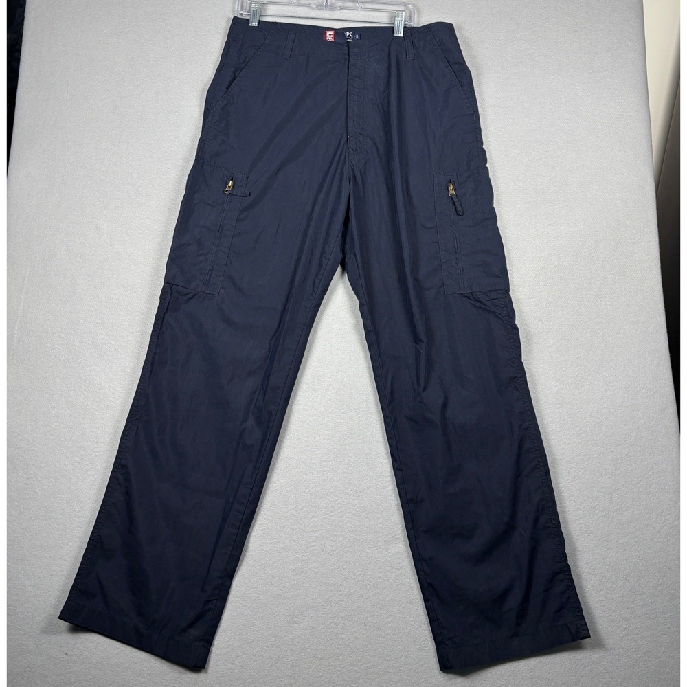 Vintage Chaps Ralph Lauren Cargo Pants Straight Leg 34x32 Navy Blue Zip Pockets